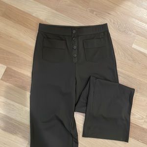 High Waisted Stretchy Straight Leg Army Green Pant